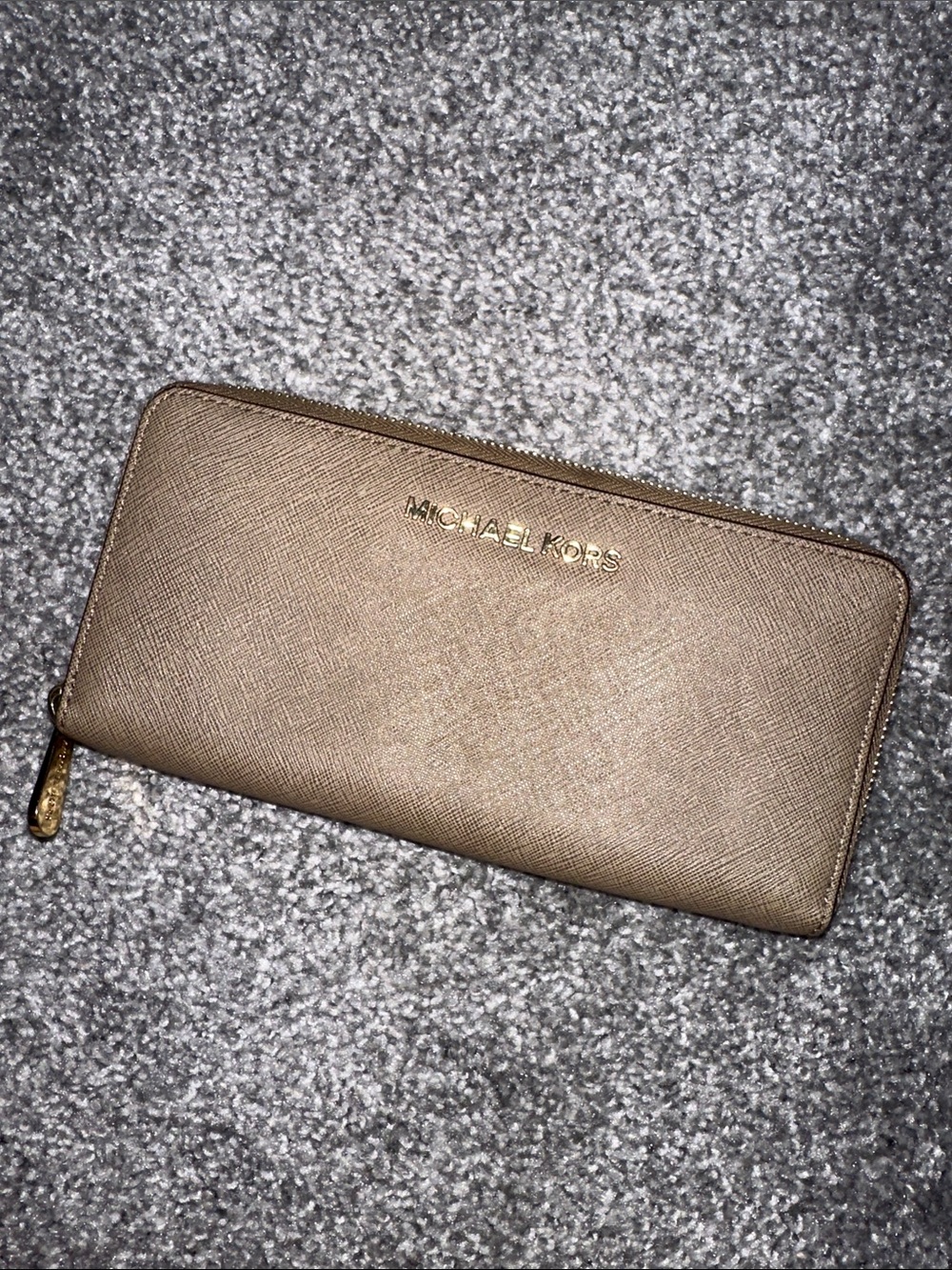 Michael Kors Zip-Around Saffiano Wallet in Taupe